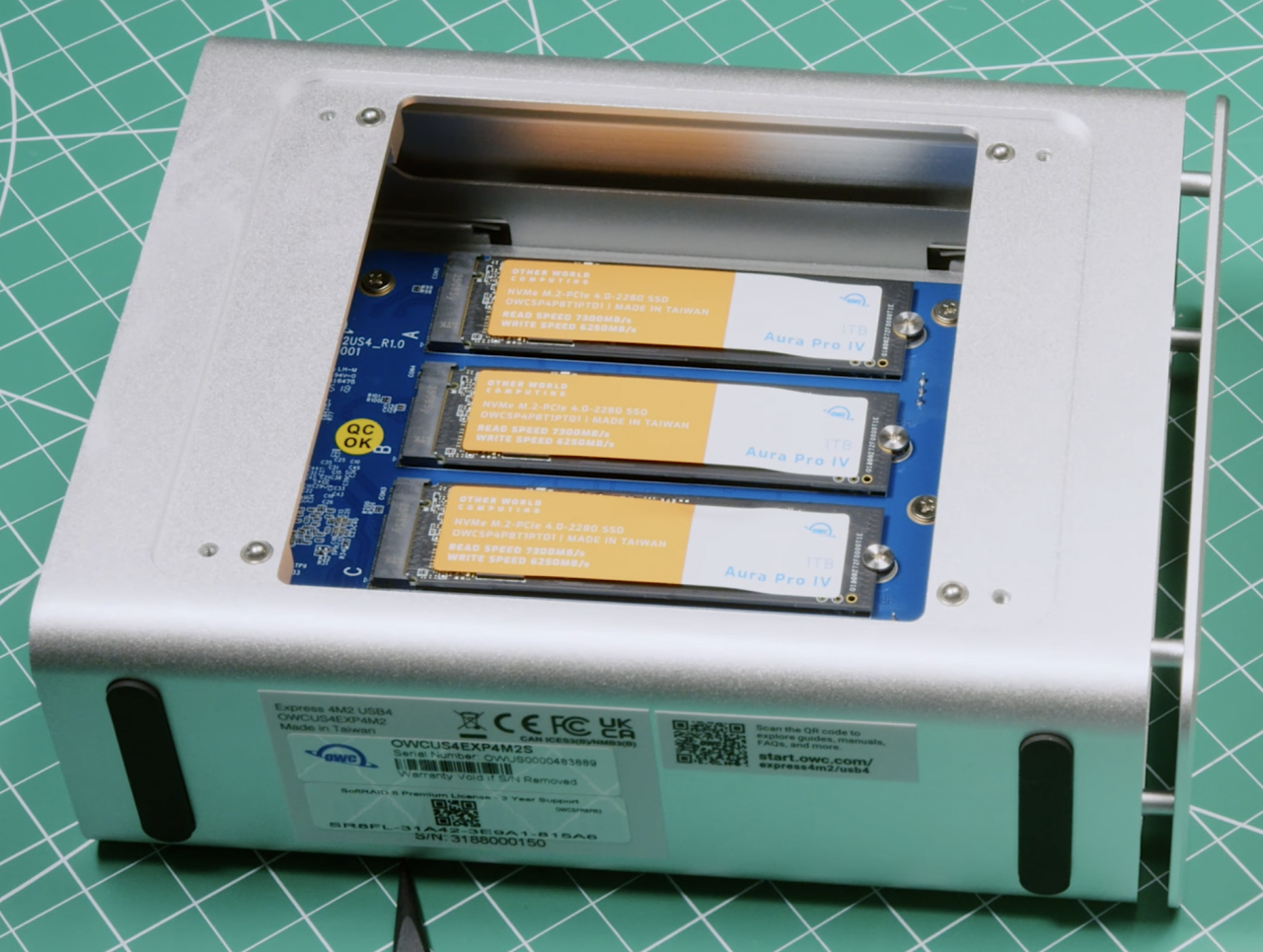 OWC Express 4M2 TB 4, 4-Slot NVMe M.2 SSD Enclosure 0TB, SoftRAID XT T3