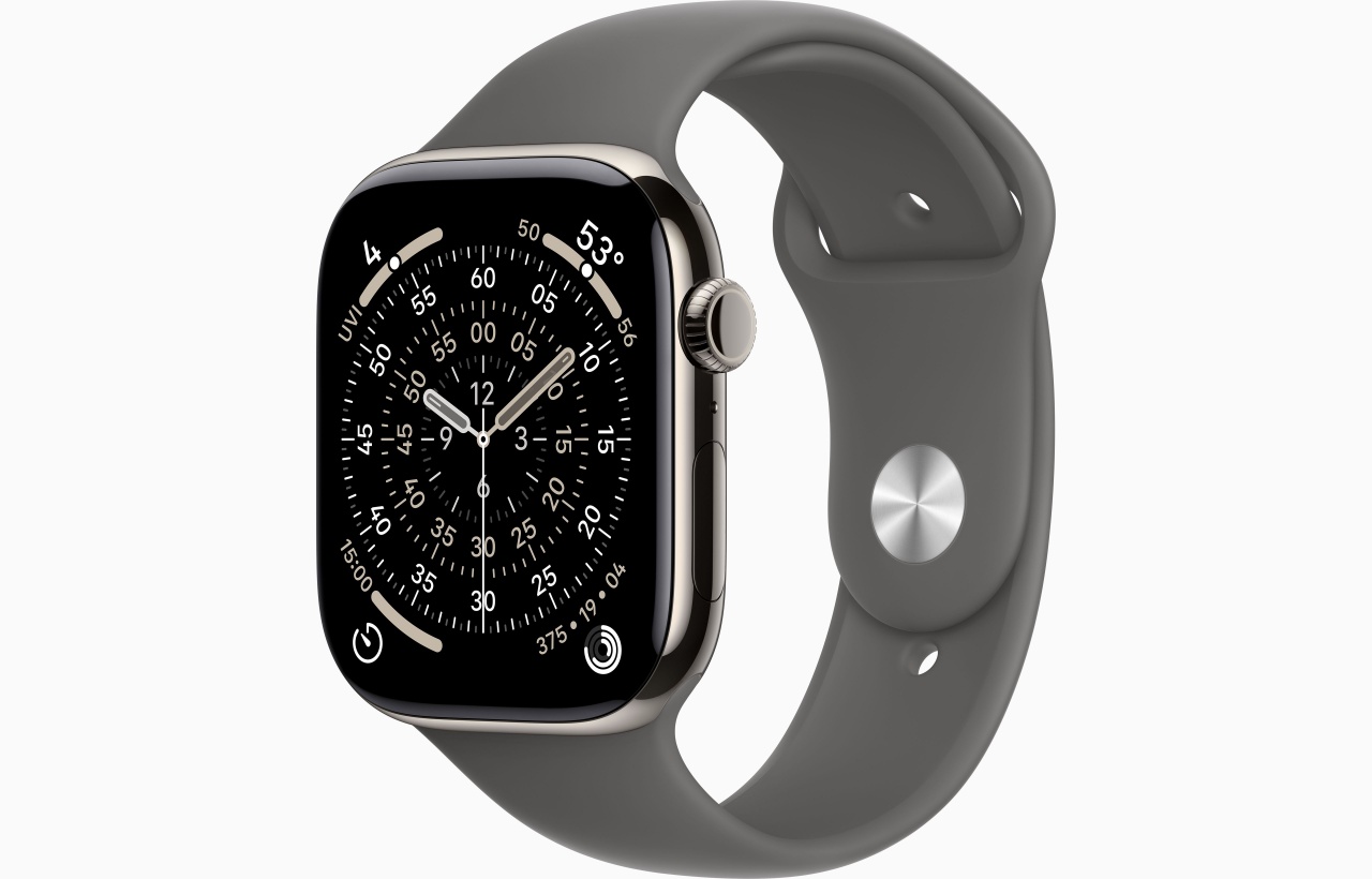 Apple Watch Series 11 GPS + Cellular 46mm Natural Titanium Case with Stone Grey Sport Band