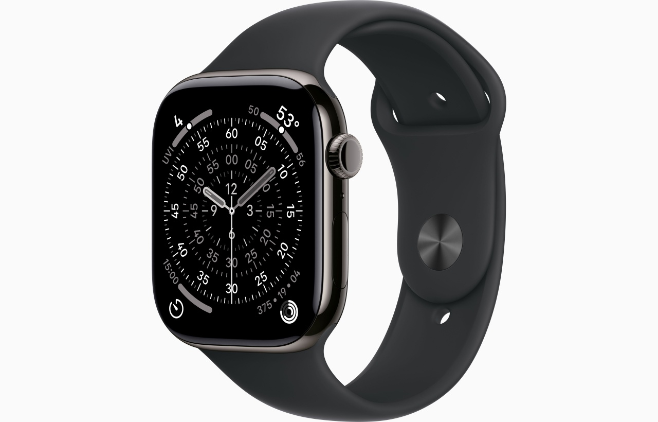 Apple Watch Series 11 GPS + Cellular 46mm Slate Titanium Case with Black Sport Band