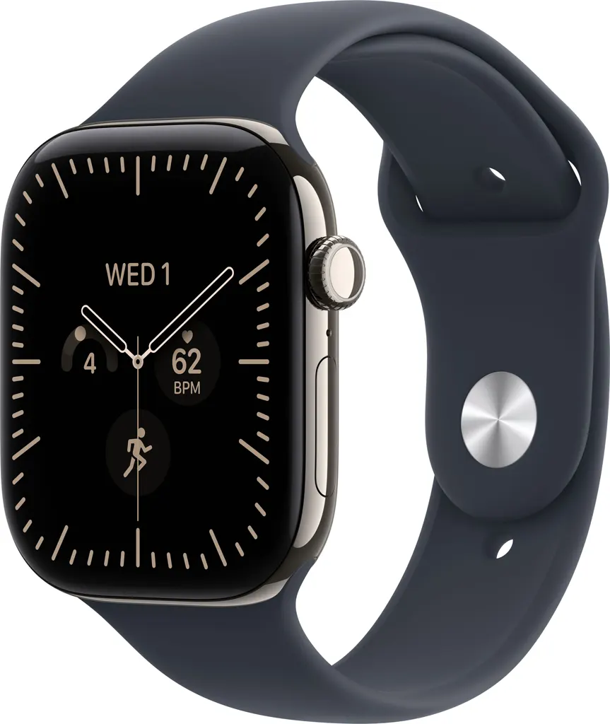 Apple Watch S12 Cellular 46mm Natural Titanium Case with Navy Blue Sport Band - S/M