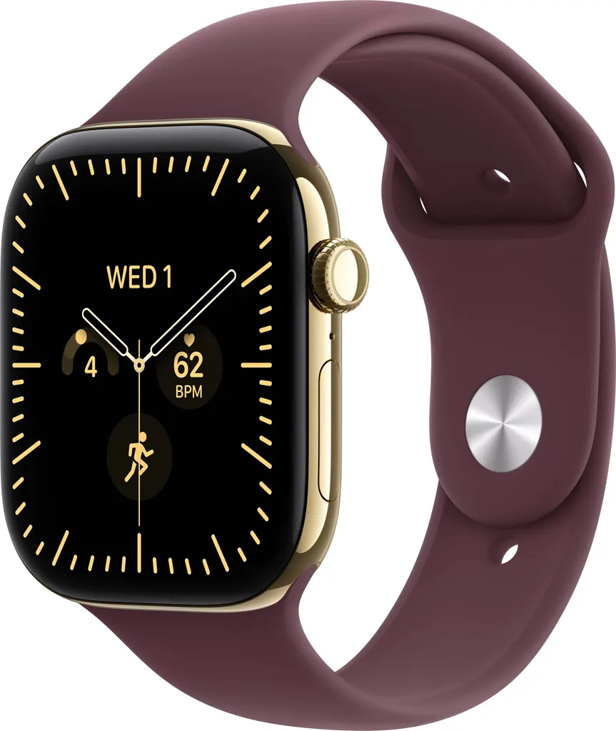 Apple Watch S12 Cellular 42mm Radiant Gold Titanium Case with Burgundy Sport Band - S/M