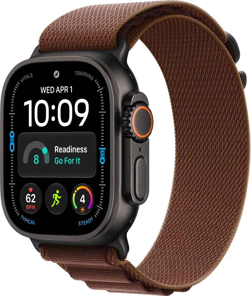 Apple Watch Ultra 4 Cellular 49mm Black Titanium Case with Burgundy Alpine Loop - S