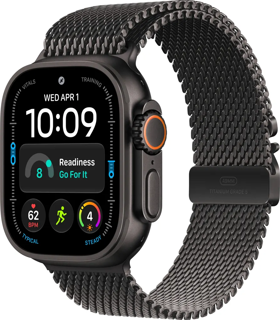 Apple Watch Ultra 4 Cellular 49mm Black Titanium Case with Black Titanium Milanese Loop - M