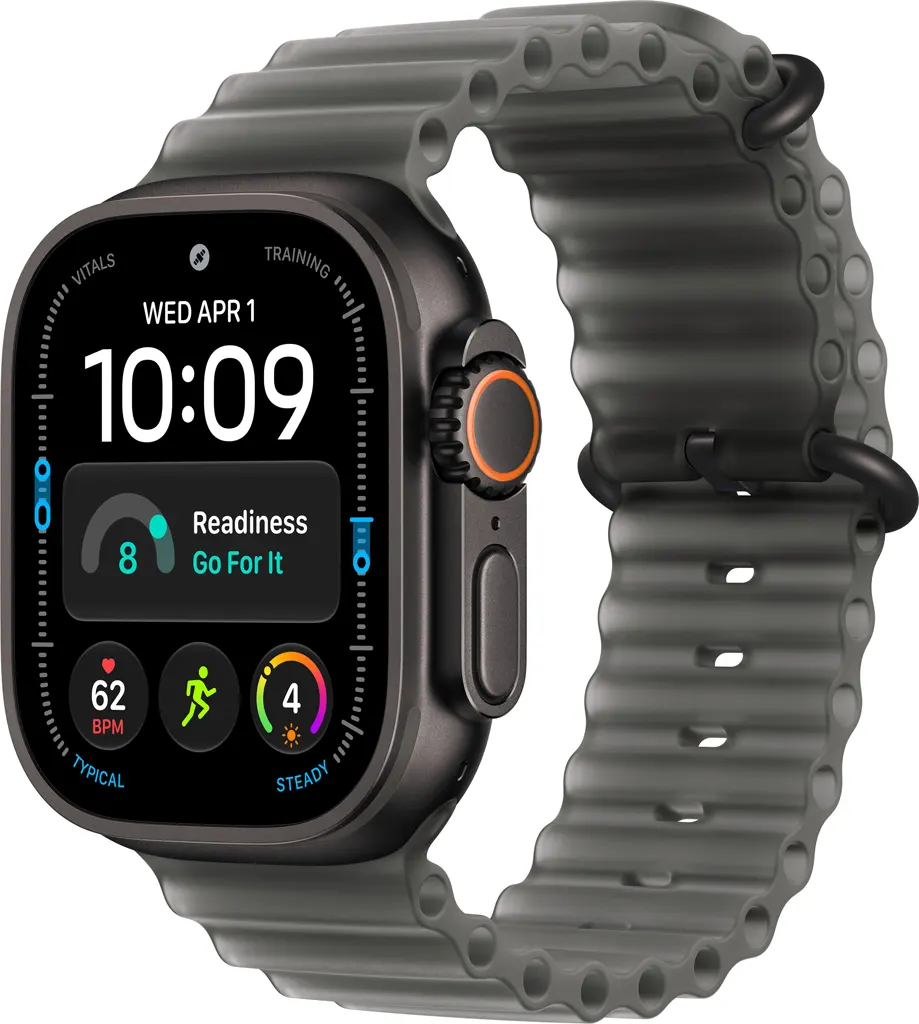 Apple Watch Ultra 4 Cellular 49mm Black Titanium Case with Translucent Black Ocean Band