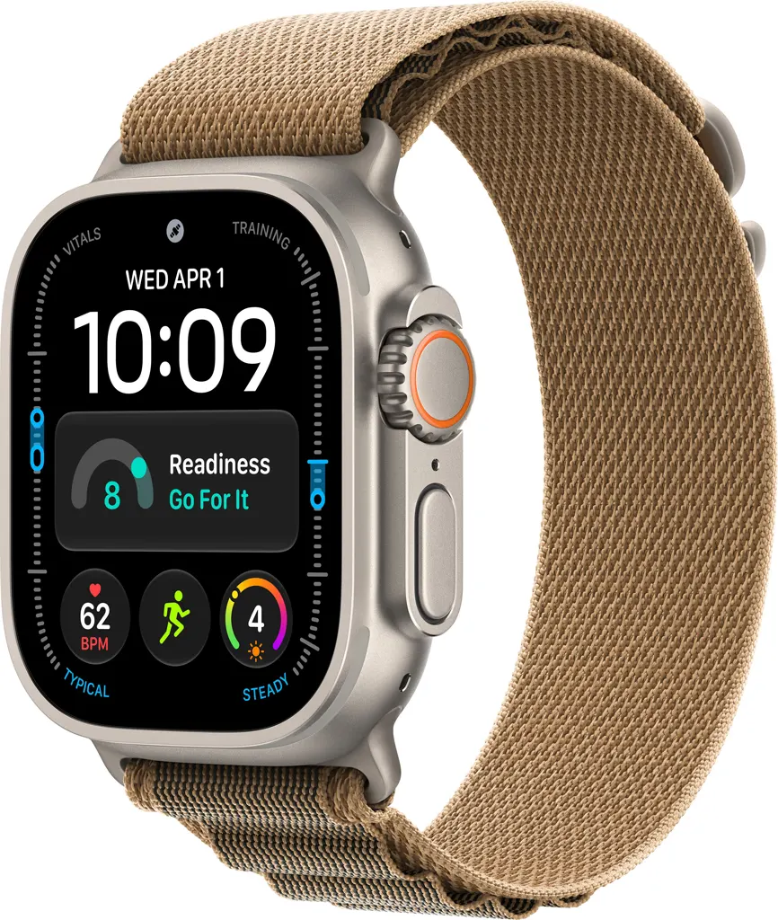 Apple Watch Ultra 4 Cellular 49mm Natural Titanium Case with Desert Alpine Loop - S