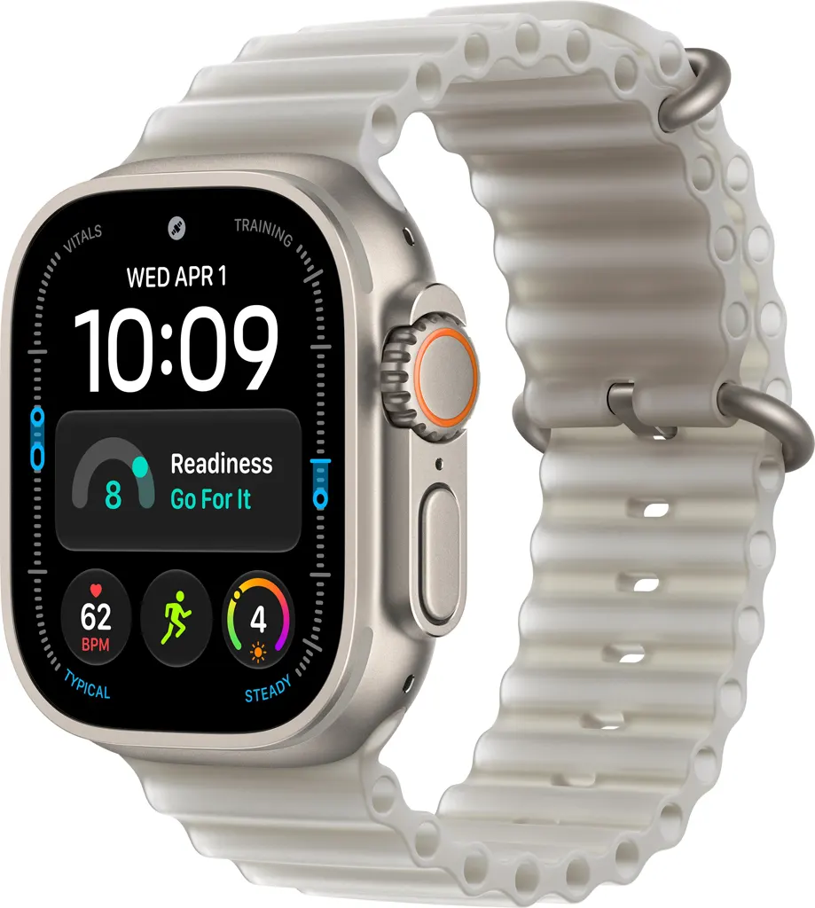 Apple Watch Ultra 4 Cellular 49mm Natural Titanium Case with Translucent Grey Ocean Band